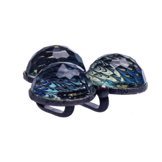 帯留め 青 マーブル おしゃれ TAMARUSAN