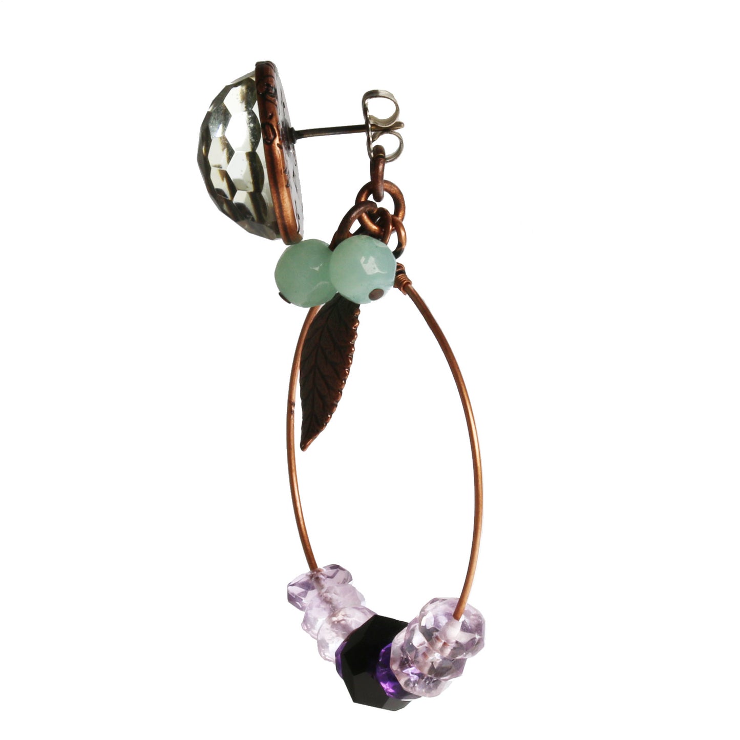 ピアス アメジスト 紫 フープ マーブル TAMARUSAN