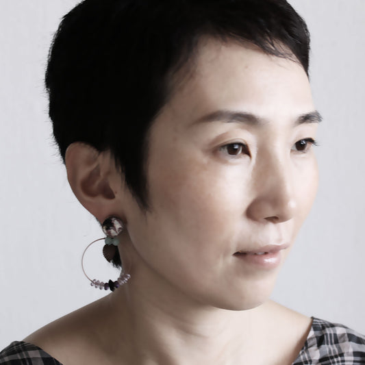 ピアス アメジスト 紫 フープ マーブル TAMARUSAN