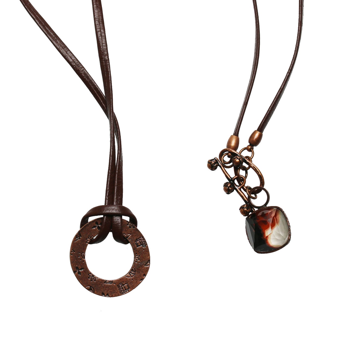 眼鏡ホルダー 革紐 茶色 老眼鏡 三毛猫 TAMARUSAN