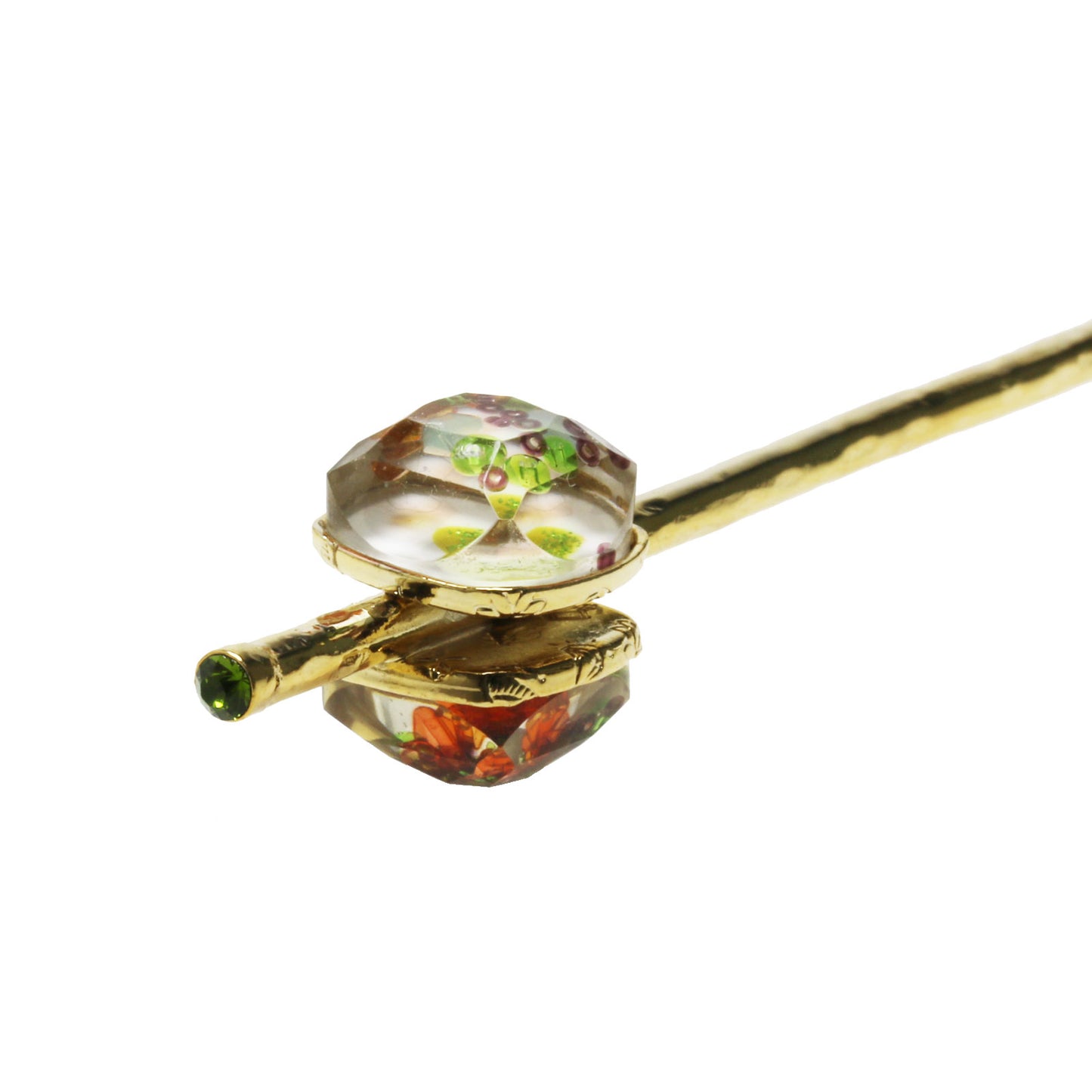 短めのかんざし グレー シンプル 24k ゴールド TAMARUSAN