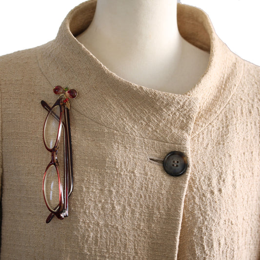 眼鏡ホルダーピンブローチ 珊瑚 赤 24k TAMARUSAN