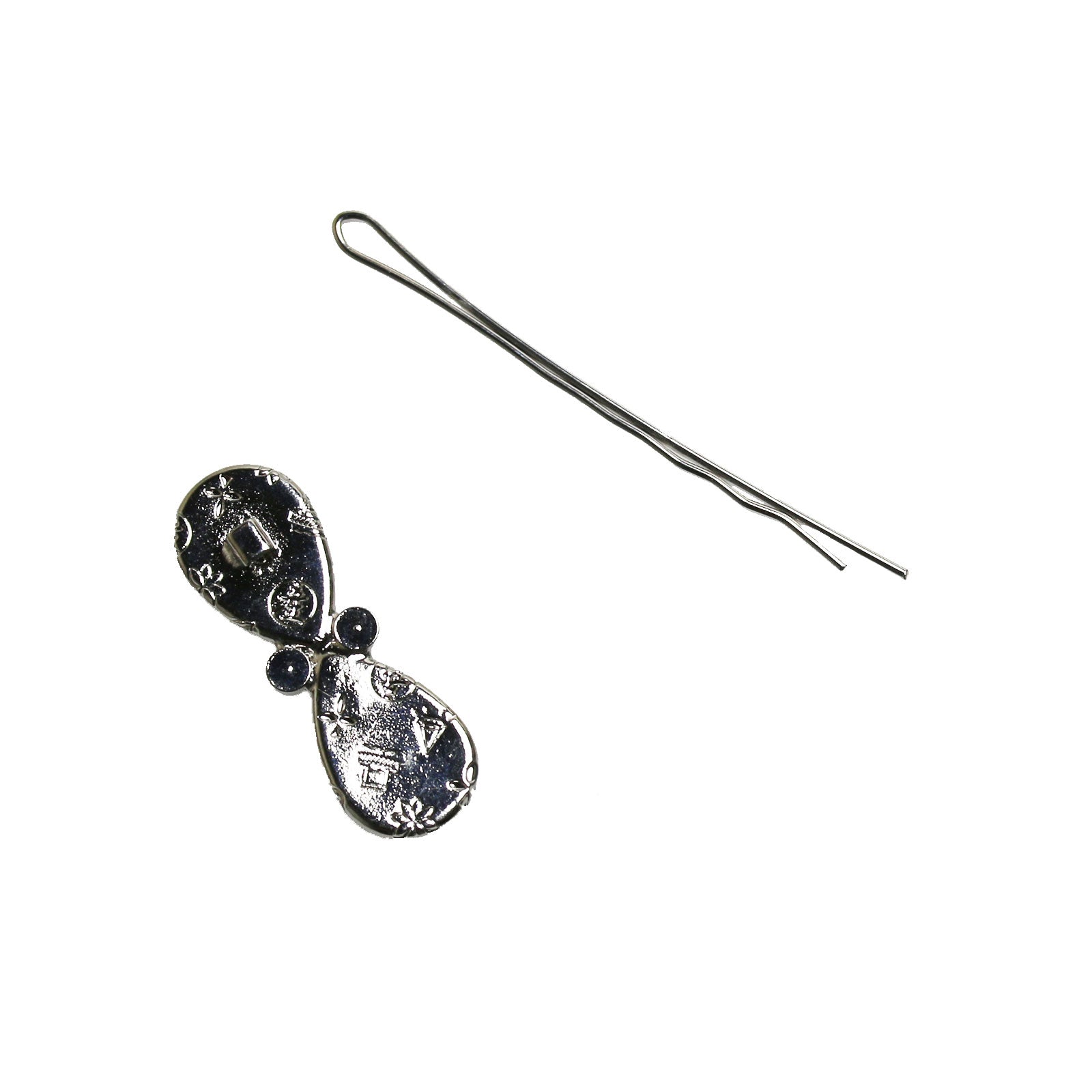 ヘアピン 青 ラメ 木目 飾り取り外し可能 TAMARUSAN