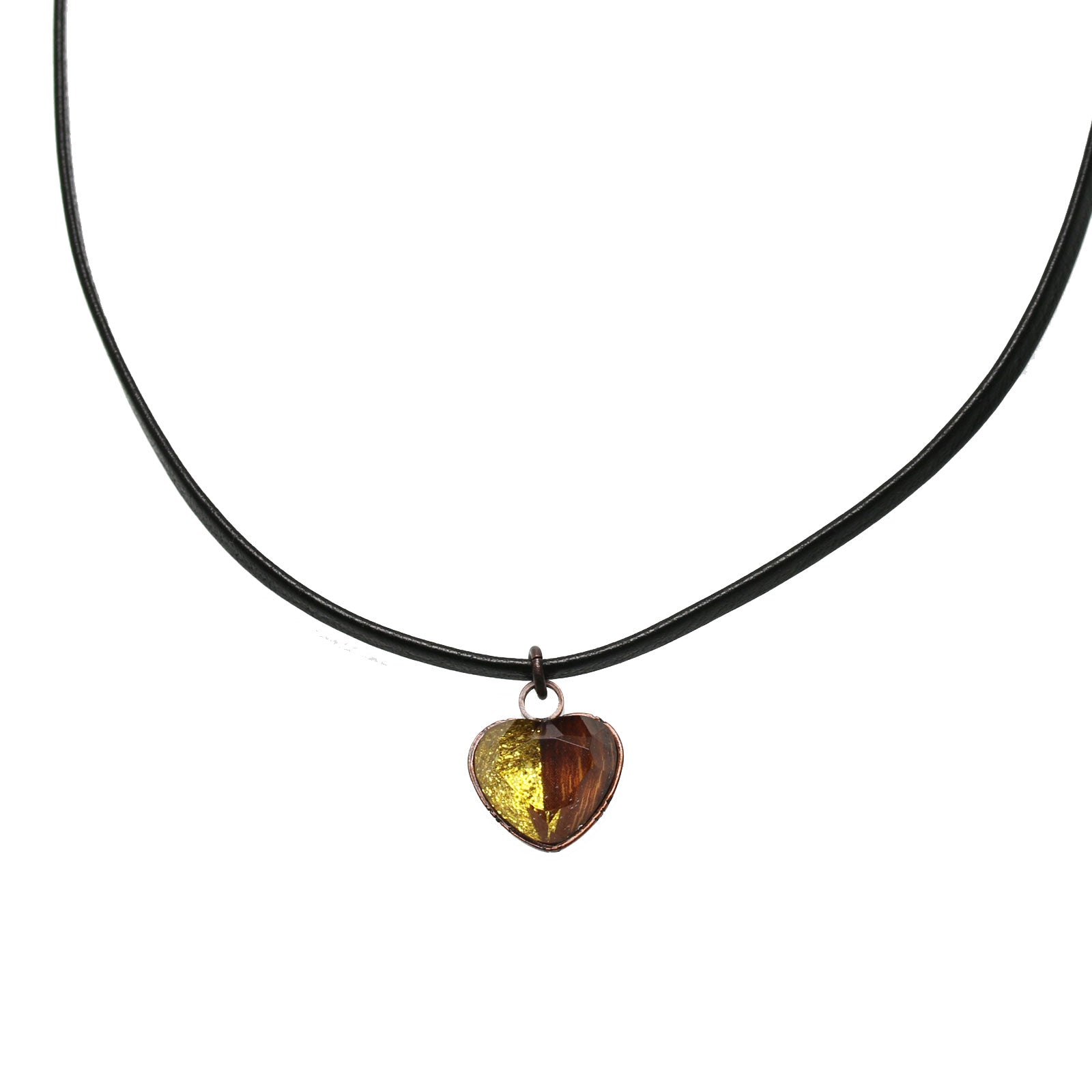 チョーカー 革紐 シトリン ハート 金 ラメ TAMARUSAN