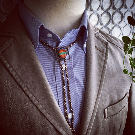 組紐 ループタイ オレンジ 水引 正絹 男女兼用 TAMARUSAN