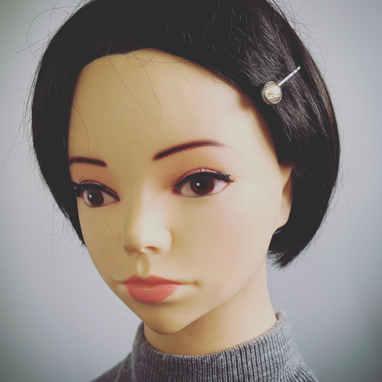 ヘアピン グレー ハンミョウ 髪留め 飾り取り外し可能 TAMARUSAN