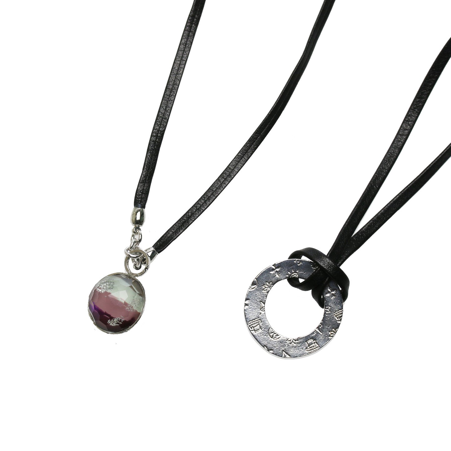 眼鏡ホルダー 男女兼用 紫 老眼鏡 革ひも TAMARUSAN