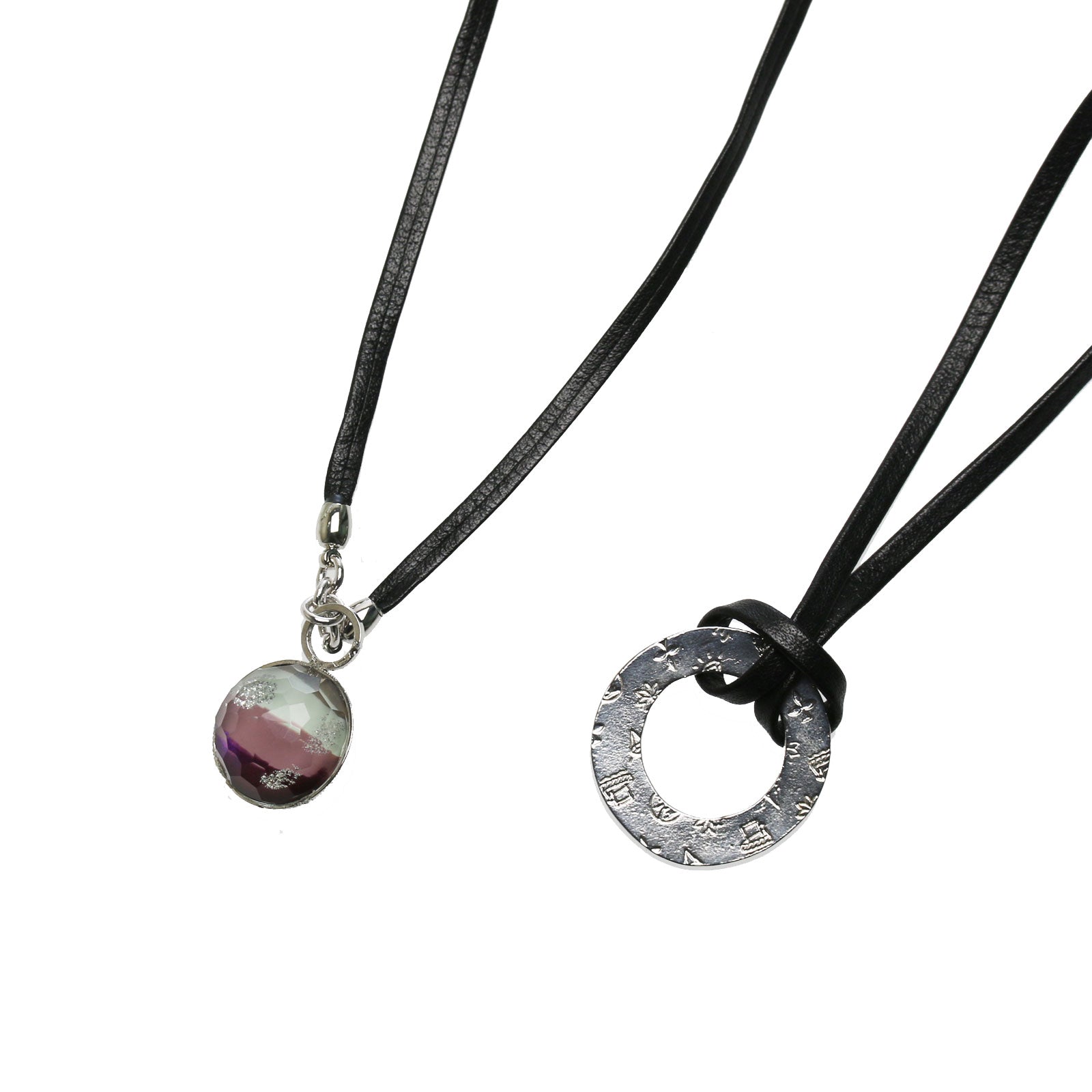 眼鏡ホルダー 男女兼用 紫 老眼鏡 革ひも TAMARUSAN