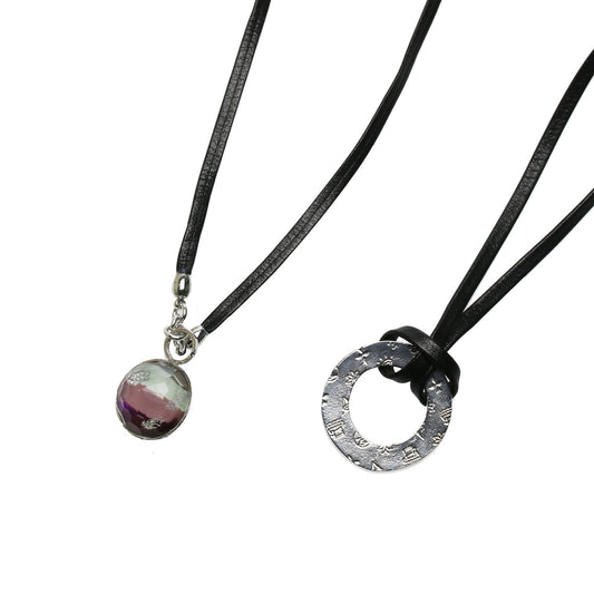 眼鏡ホルダー 男女兼用 紫 老眼鏡 革ひも TAMARUSAN