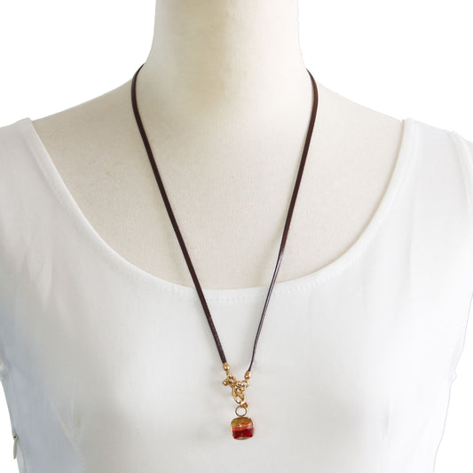 眼鏡ホルダー 虹 オレンジ 赤 革 カーネリアン TAMARUSAN