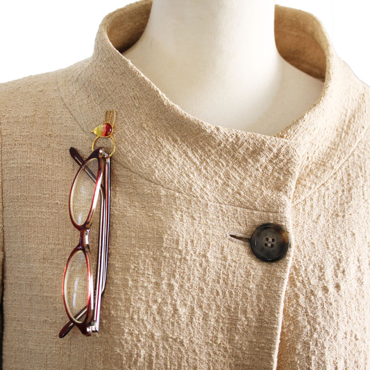 眼鏡ホルダー ピンブローチ うさぎ 虹 オレンジ TAMARUSAN