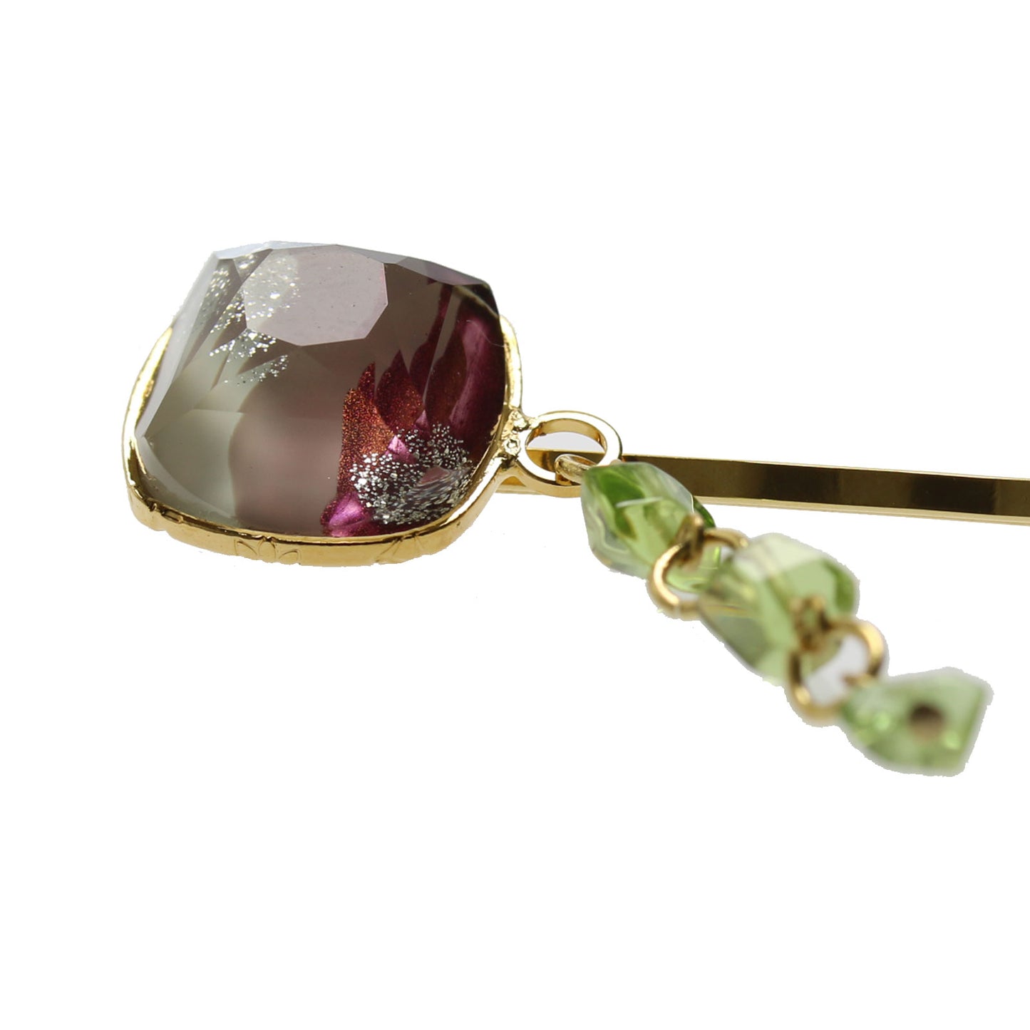 ヘアピン 紫 ペリドット ゴールド TAMARUSAN