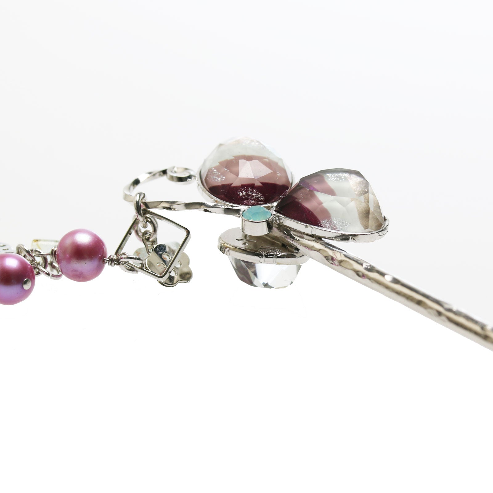 かんざし 蝶 パープル 淡水パール アクアマリン TAMARUSAN