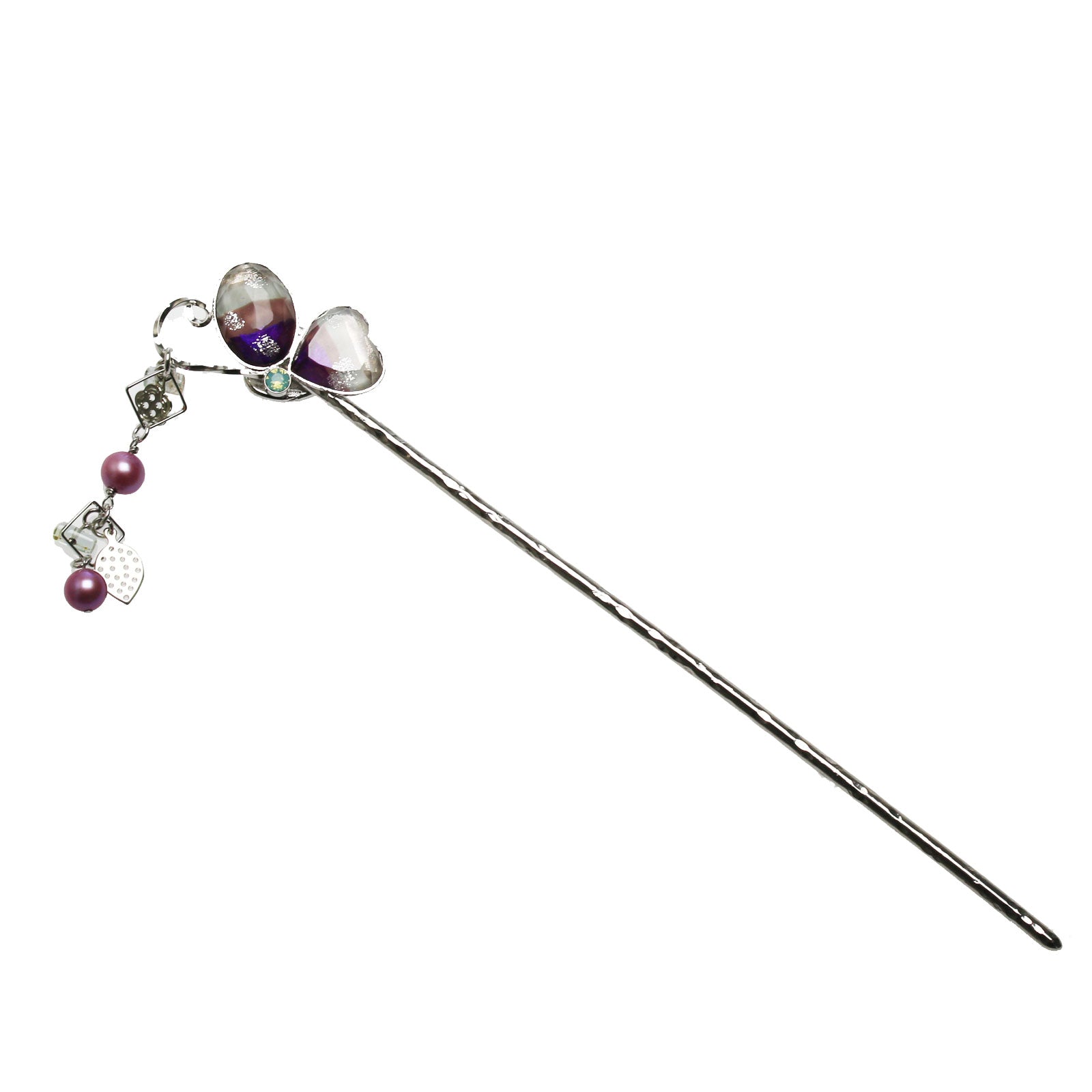 かんざし 蝶 パープル 淡水パール アクアマリン TAMARUSAN