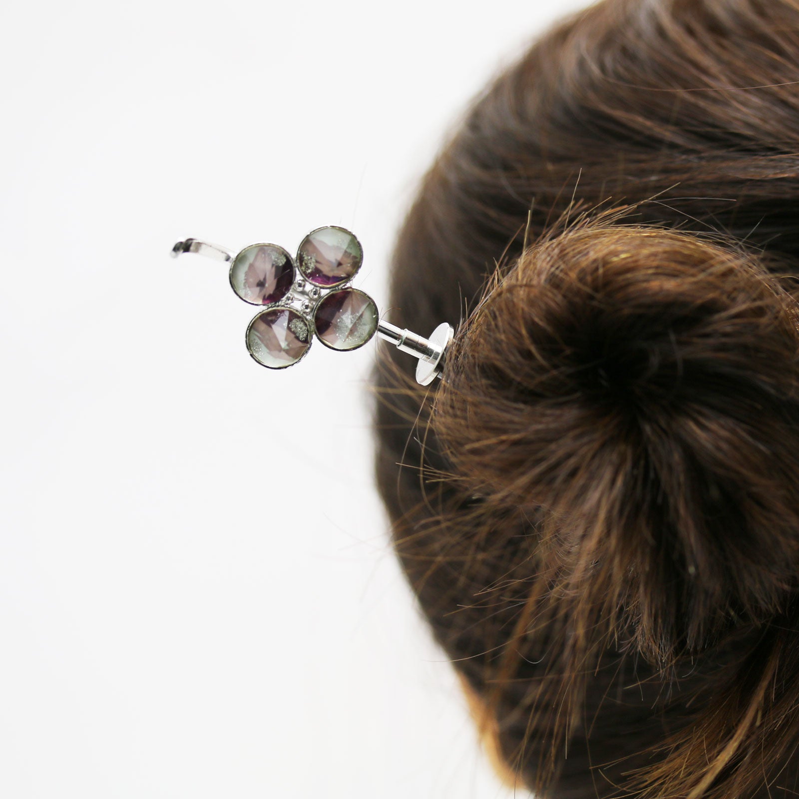 着せ替えかんざし パープル 虹 花 木製 TAMARUSAN