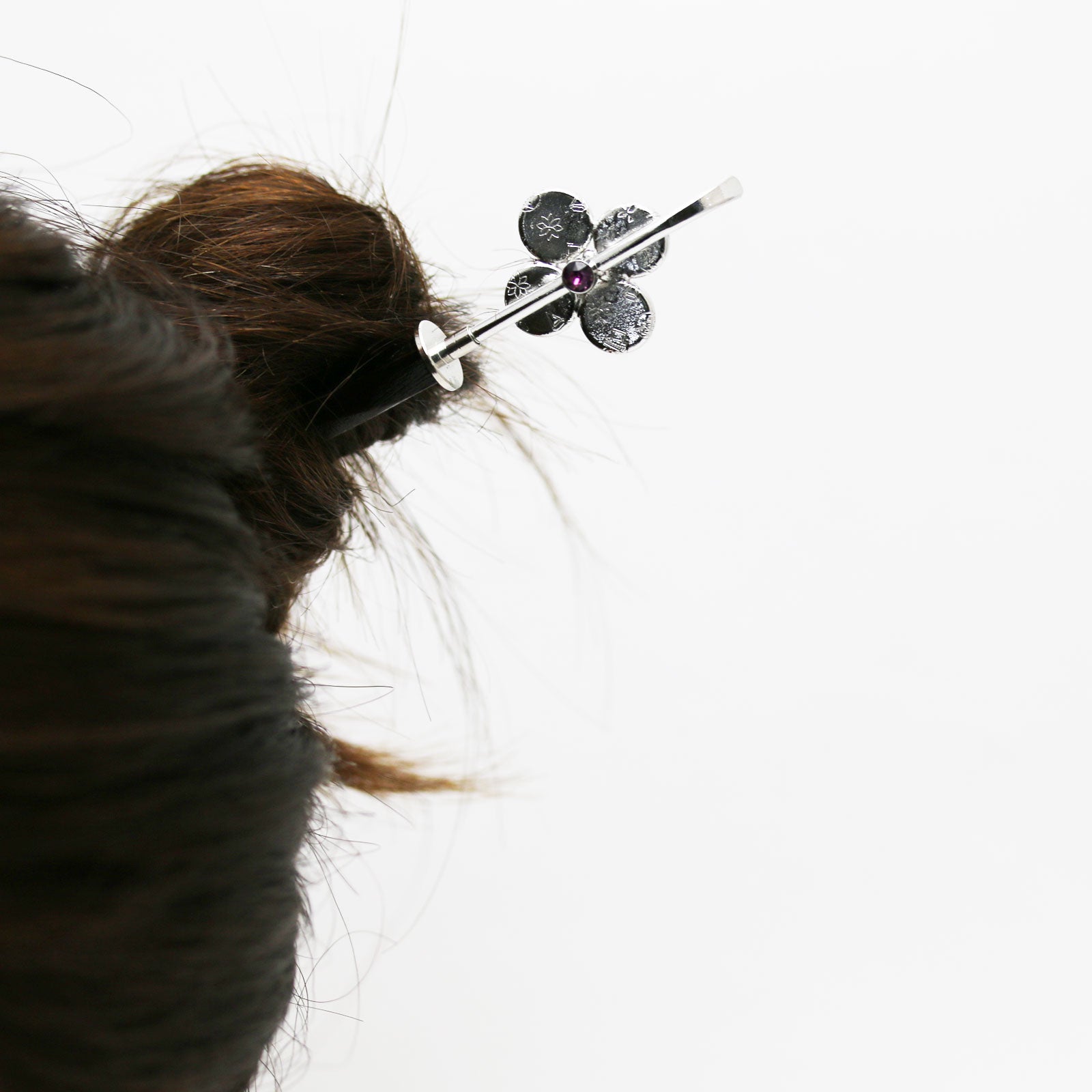 着せ替えかんざし パープル 虹 花 木製 TAMARUSAN