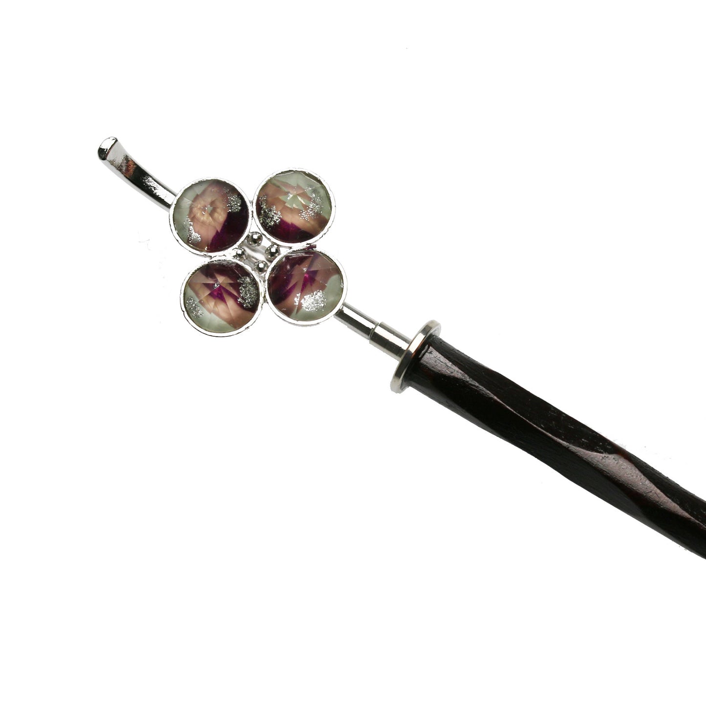 着せ替えかんざし パープル 虹 花 木製 TAMARUSAN