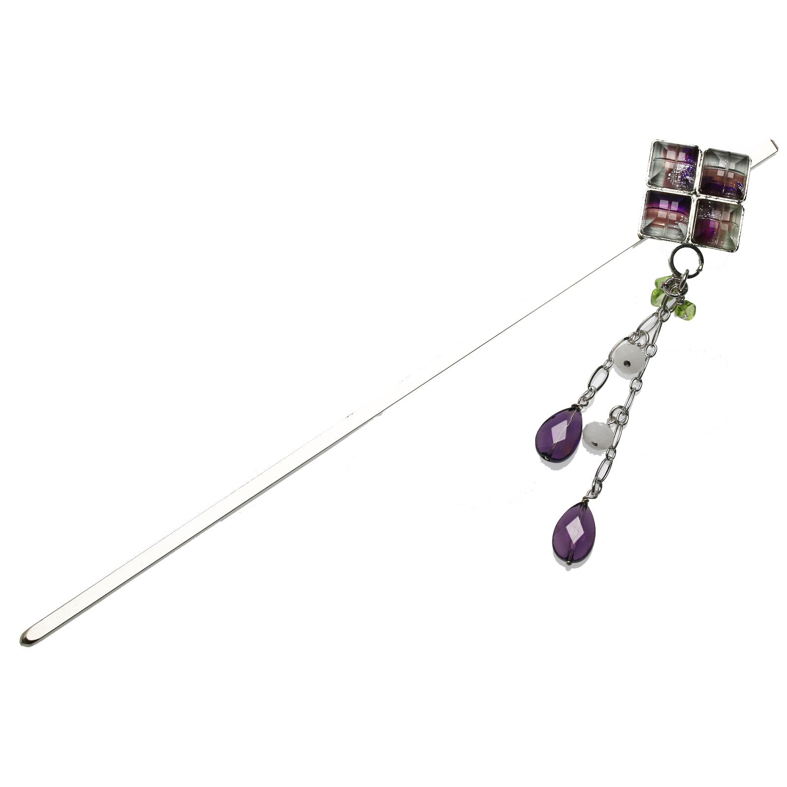 かんざし 紫 虹 アメジスト ペリドット TAMARUSAN