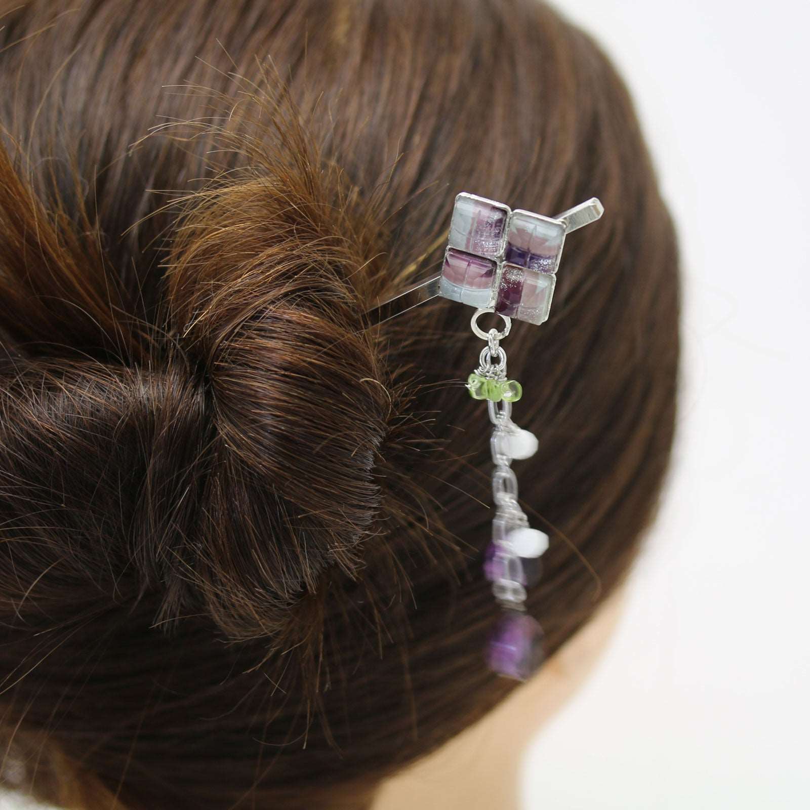 かんざし 紫 虹 アメジスト ペリドット TAMARUSAN