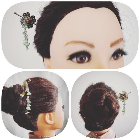 着せ替えかんざし 花 木製 虹 パープル TAMARUSAN