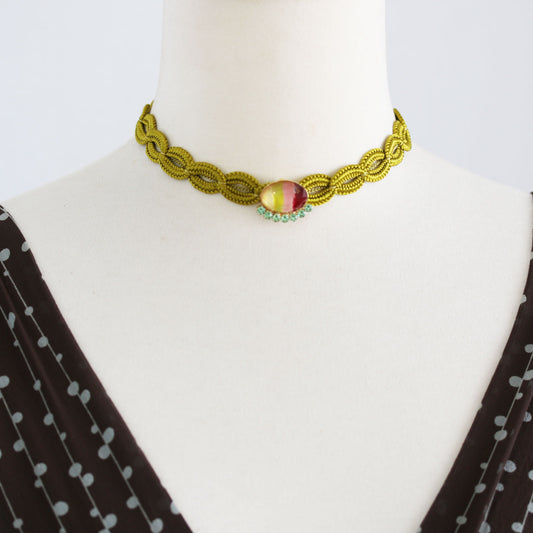 リボンチョーカー 虹 オレンジ グリーン TAMARUSAN