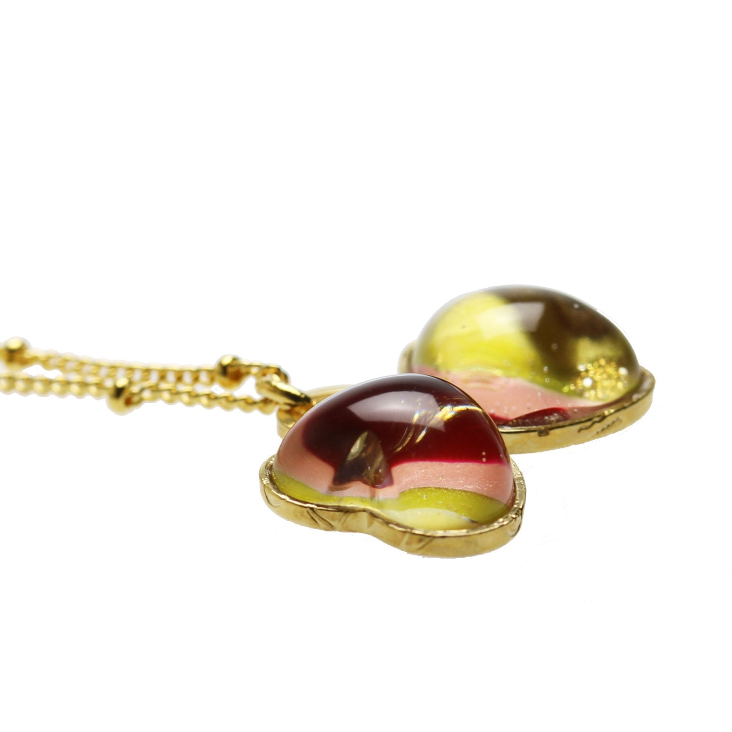 ネックレス リボン オレンジ 繊細チェーン TAMARUSAN