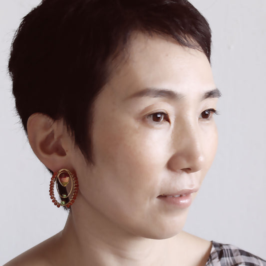 ピアス オレンジ 虹 カーネリアン 大ぶり TAMARUSAN