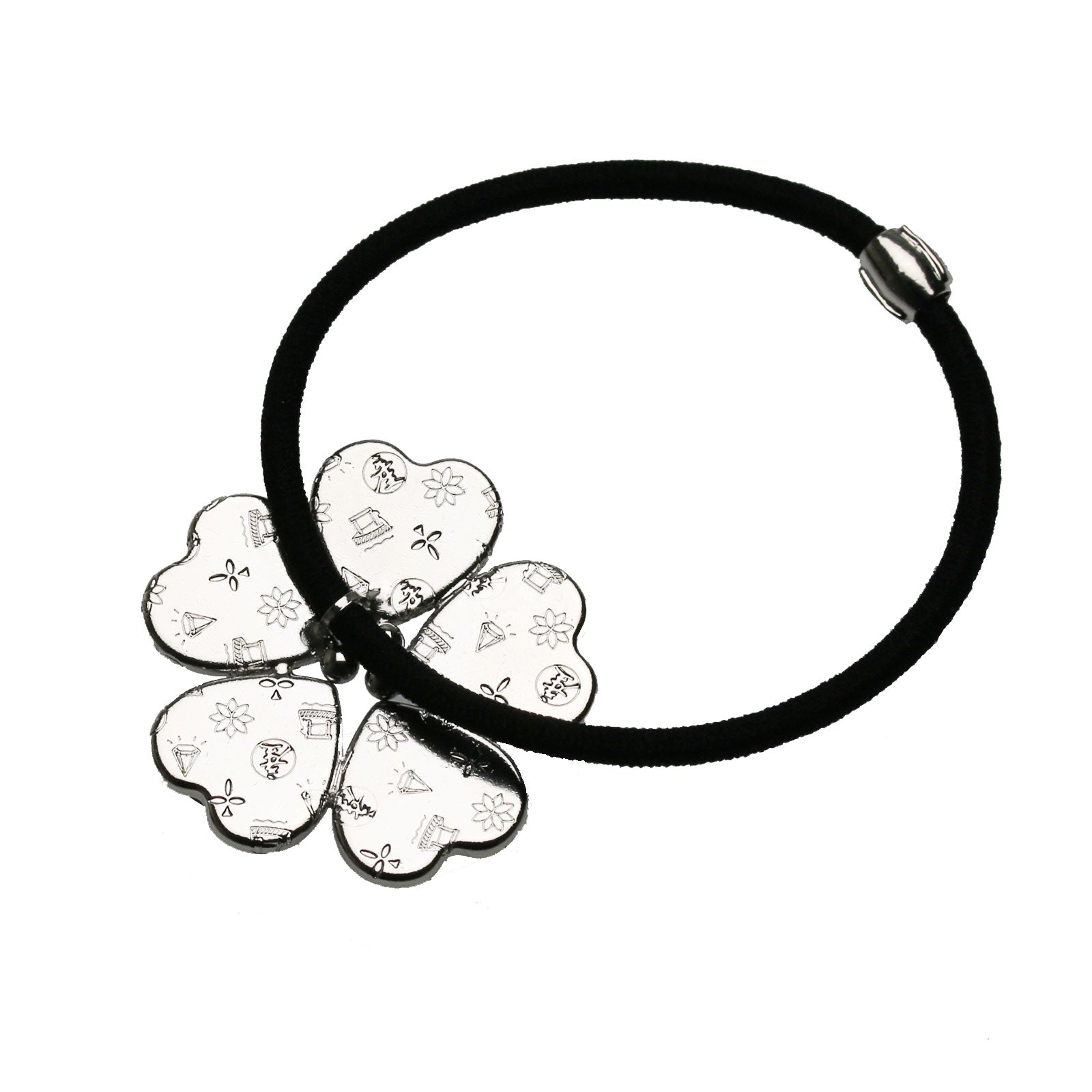 ヘアゴム 紫グラデーション 虹 花 銀ラメ TAMARUSAN