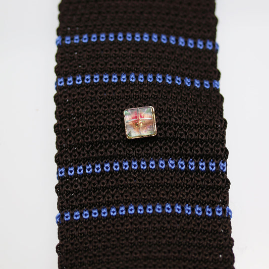 タイタックピン ピンク ブルー 金 四角 樹脂 TAMARUSAN