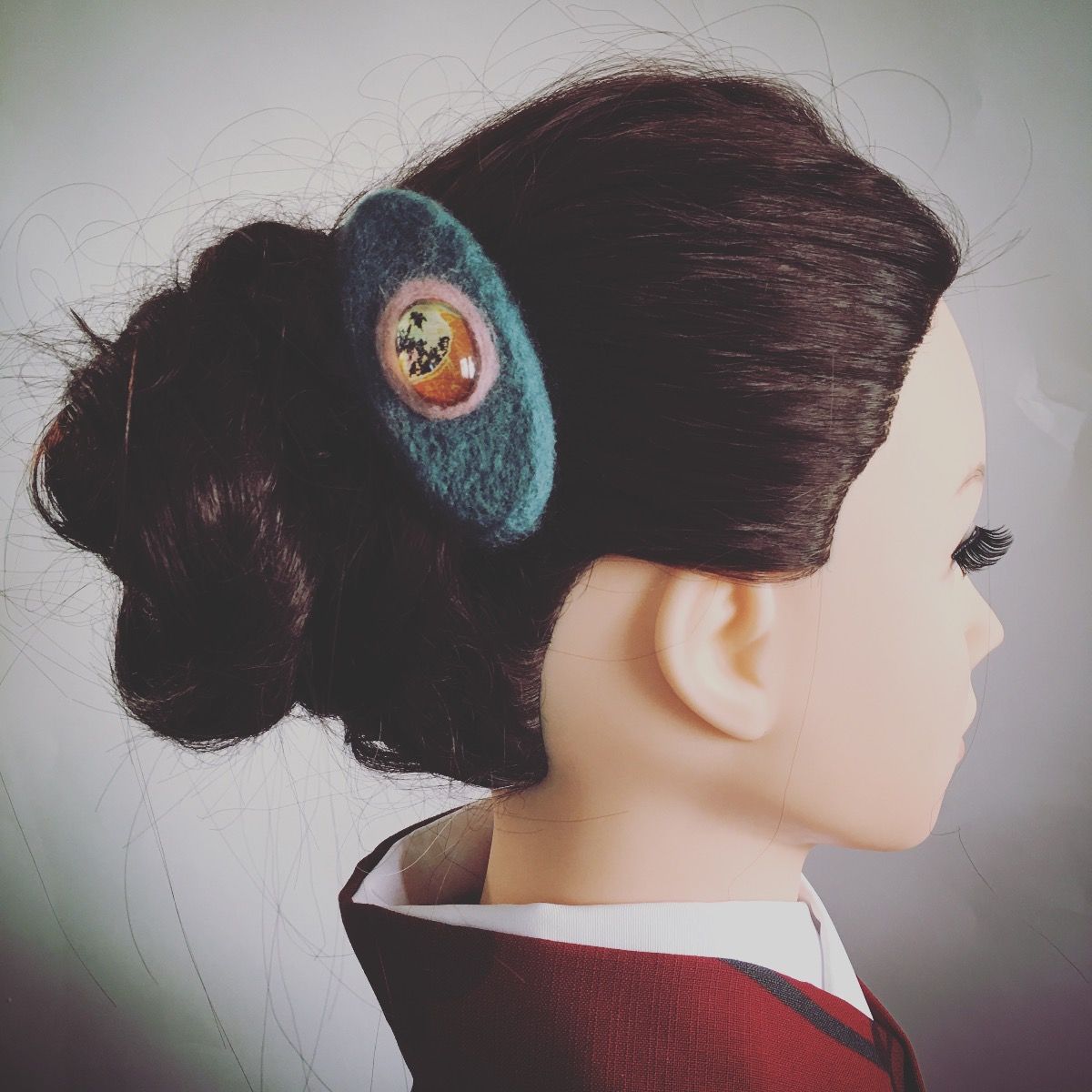 フェルトバレッタ パンジー オレンジ 着物 TAMARUSAN