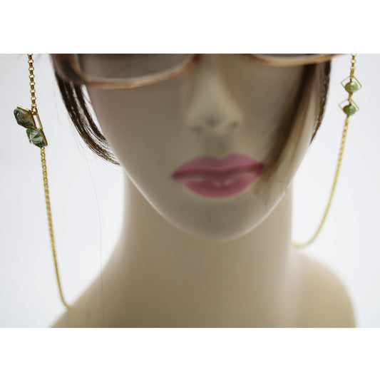 眼鏡チェーン ゴールド パンジー 金 四角 グリーン TAMARUSAN