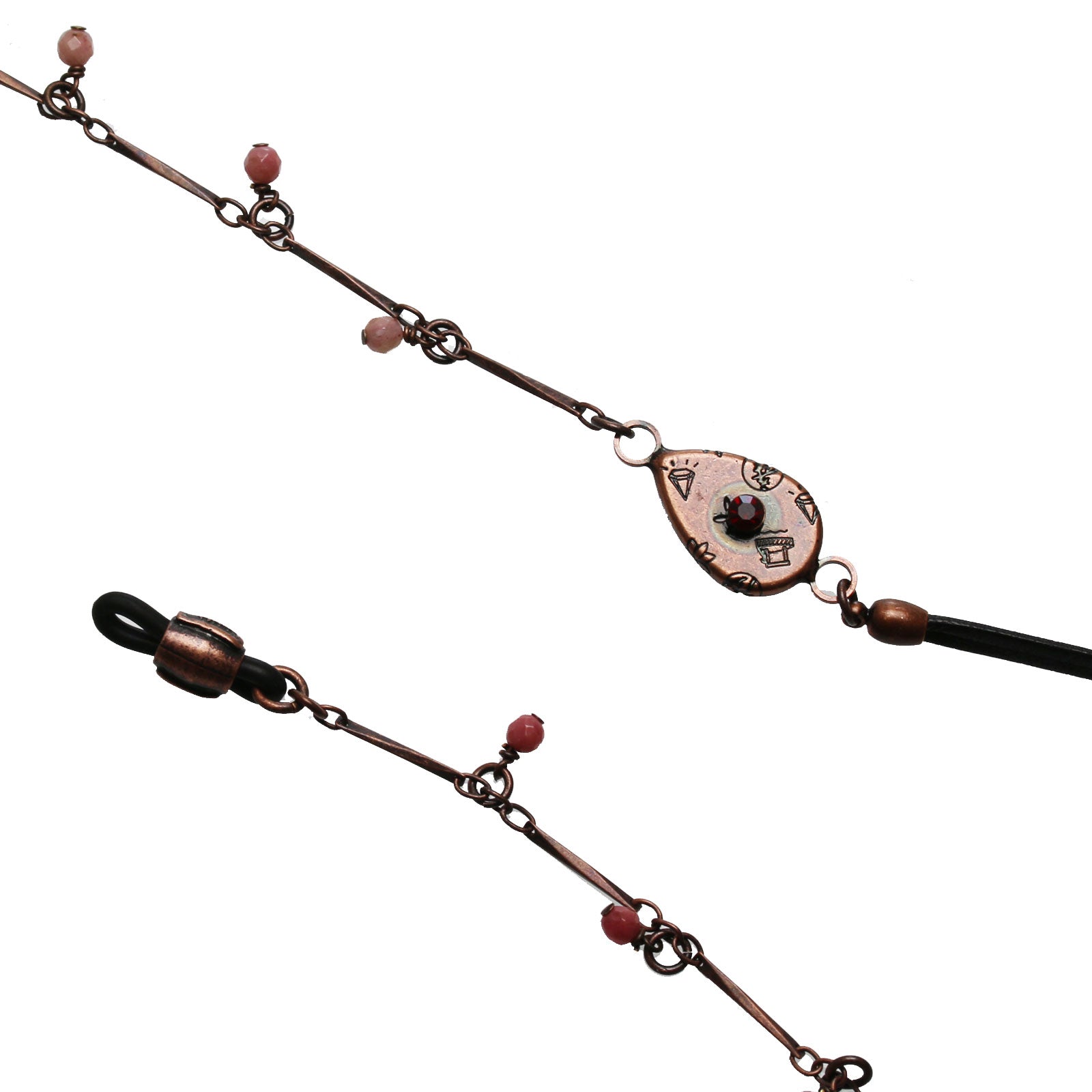 眼鏡チェーン 革紐 ロードナイト オレンジ パンジー TAMARUSAN