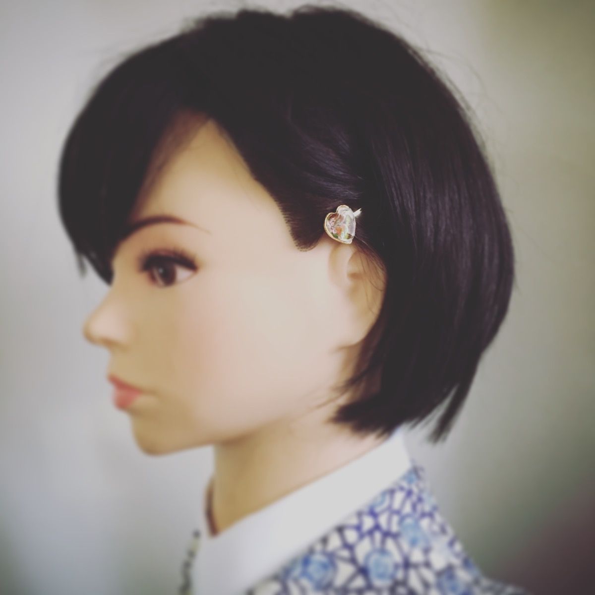 ヘアピン 黄緑 ハート パンジー 金 贈り物 TAMARUSAN