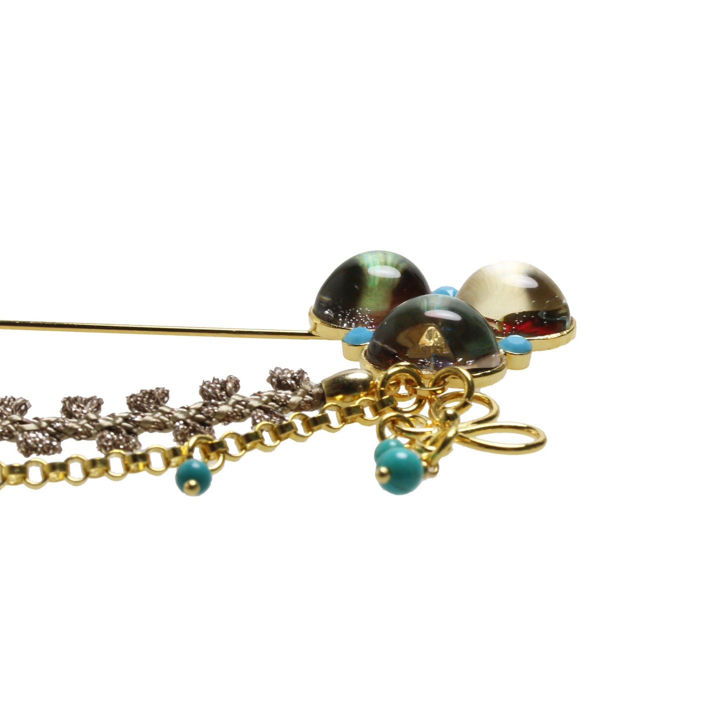 ハットピン 24k 金 リボン 花 ターコイズ マルチカラー TAMARUSAN
