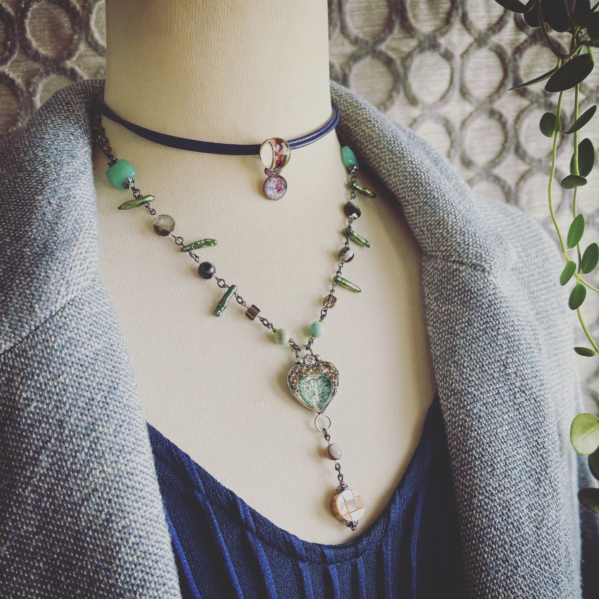 ネックレス 森 緑 ハート TAMARUSAN
