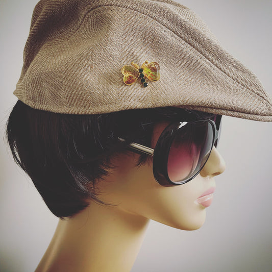 ピンブローチ 蝶 金 パンジー グリーン TAMARUSAN