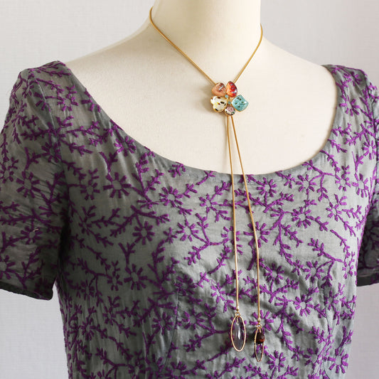 チェーンループタイ 花 ミックスカラー 24k TAMARUSAN