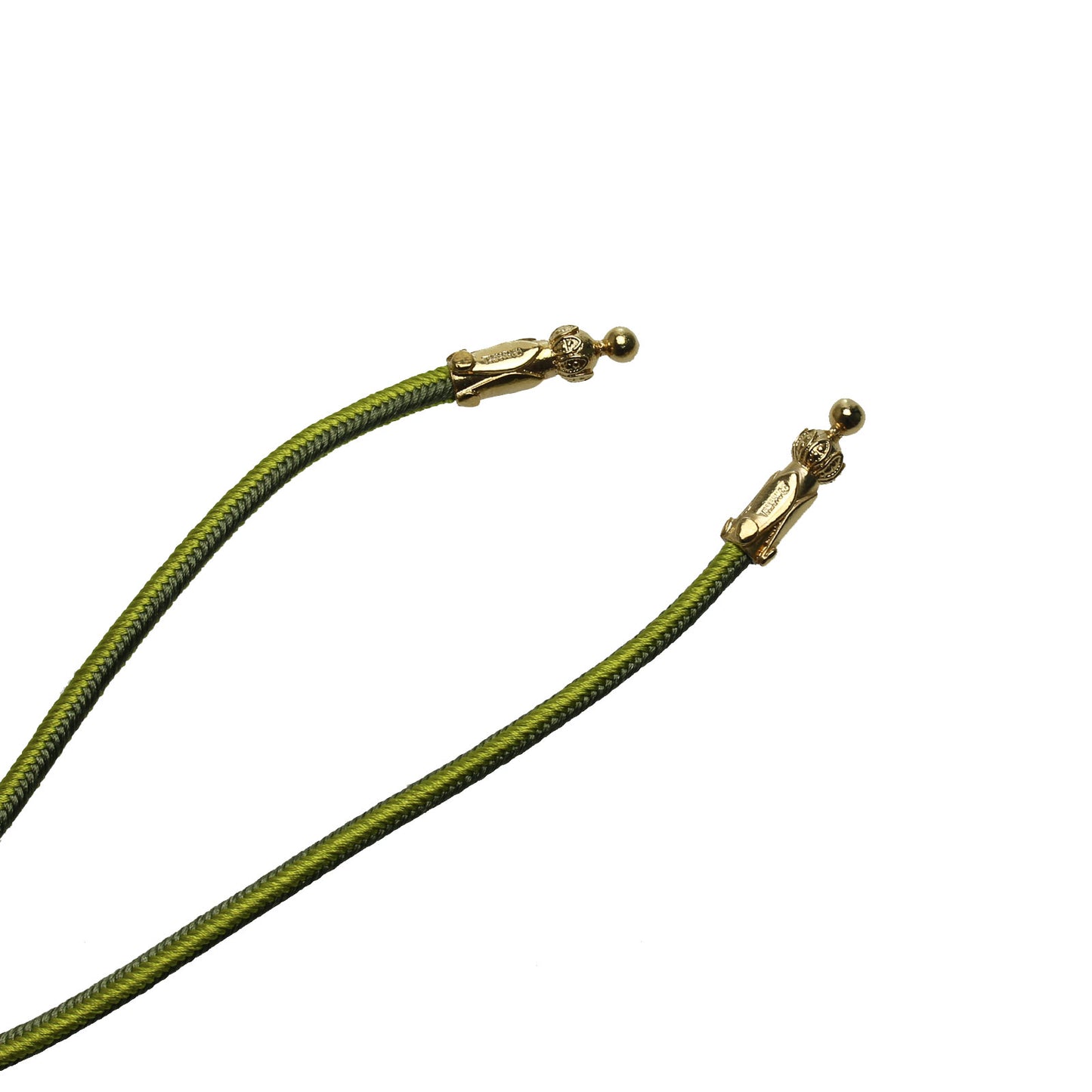 組紐ループタイ 花 黄緑 軽量 正絹 TAMARUSAN