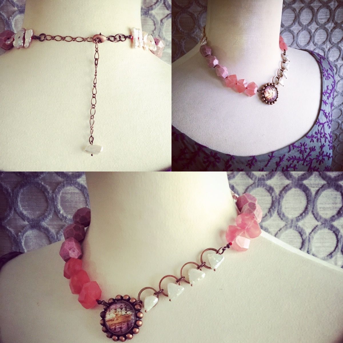 アシンメトリーチョーカー ピンク 音符 クォーツ TAMARUSAN