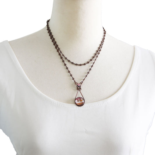 ネックレス 音符 ピンク アンティーク風 TAMARUSAN