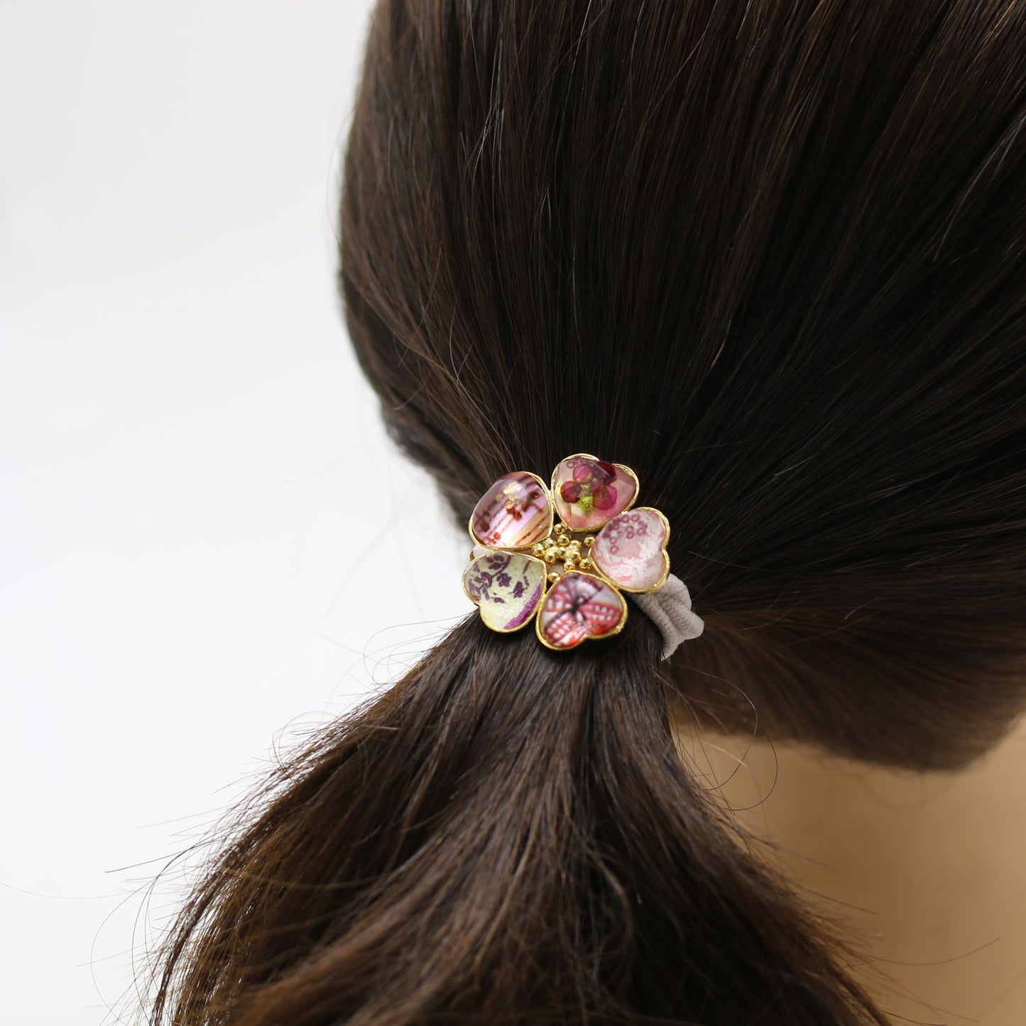 ヘアゴム ピンク お花 ハート 花びら TAMARUSAN