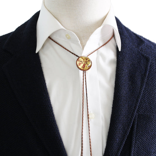 チェーンループタイ 男女兼用 赤 花 アンティーク調 珊瑚 TAMARUSAN