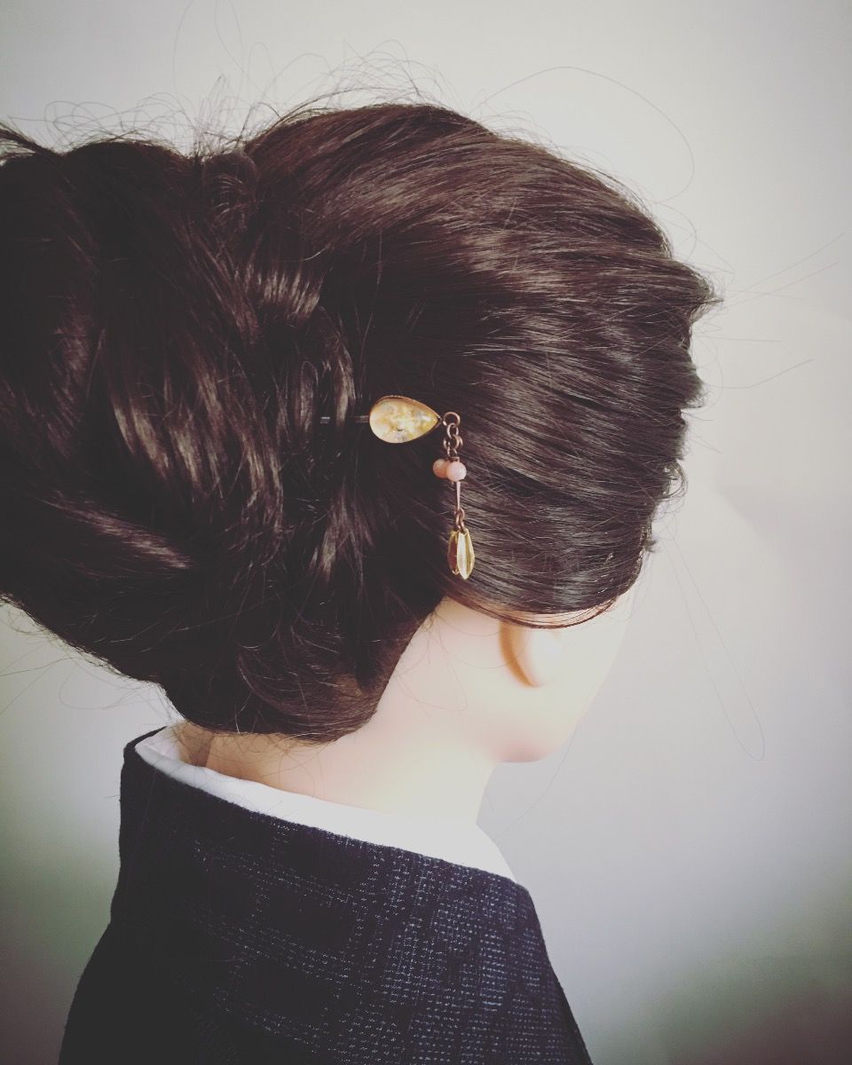 ヘアピン ピンクコモンオパール しずく 金 ピンク TAMARUSAN