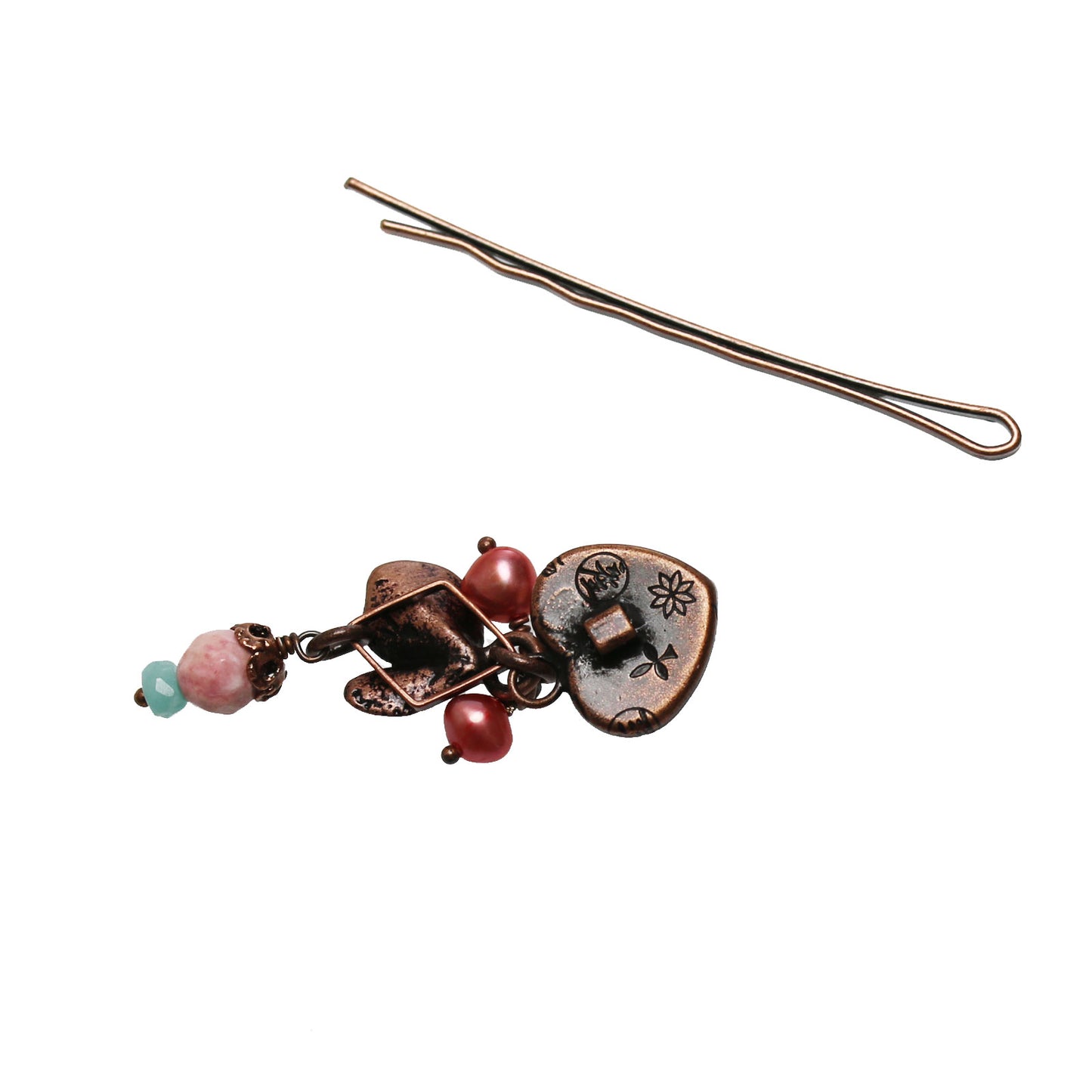 ヘアピン ピンク ハート 淡水パール 髪飾り TAMARUSAN