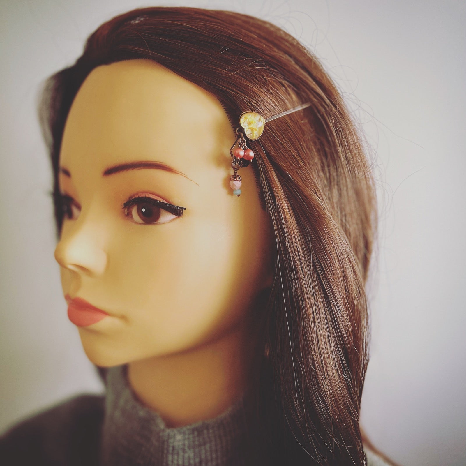 ヘアピン ピンク ハート 淡水パール 髪飾り TAMARUSAN