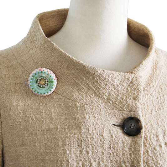 ブローチ ヘアクリップ アマゾナイト バラ 水色 TAMARUSAN