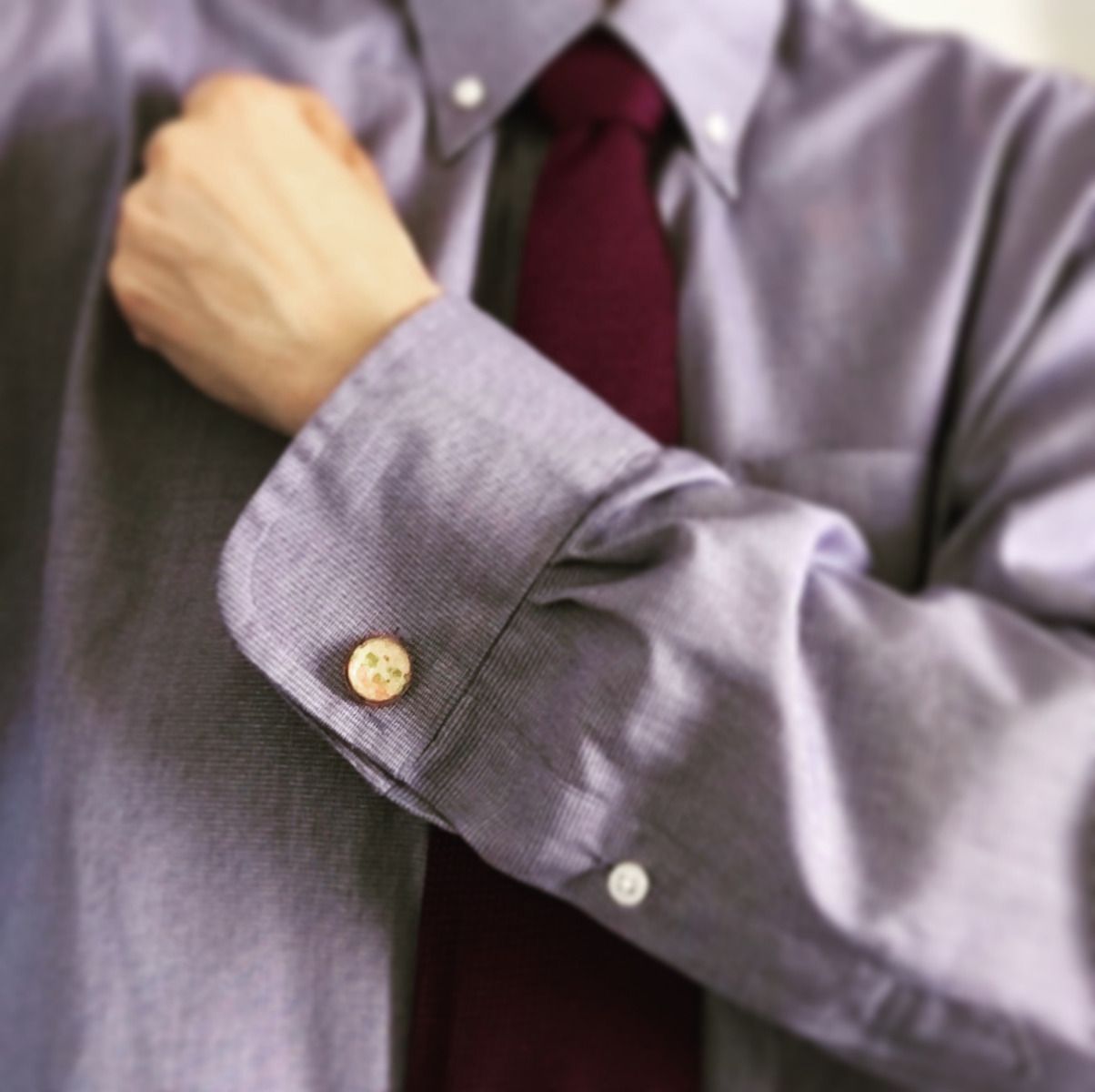 カフスボタン ベージュ バラの木 和風 丸型 TAMARUSAN