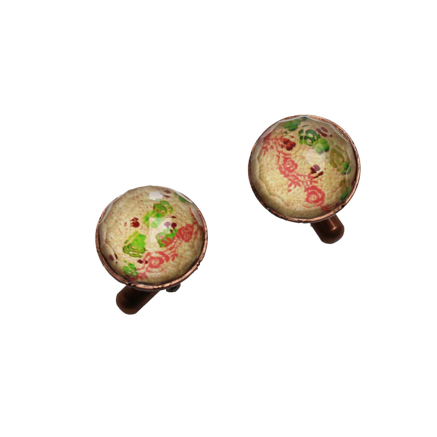 カフスボタン ベージュ バラの木 和風 丸型 TAMARUSAN