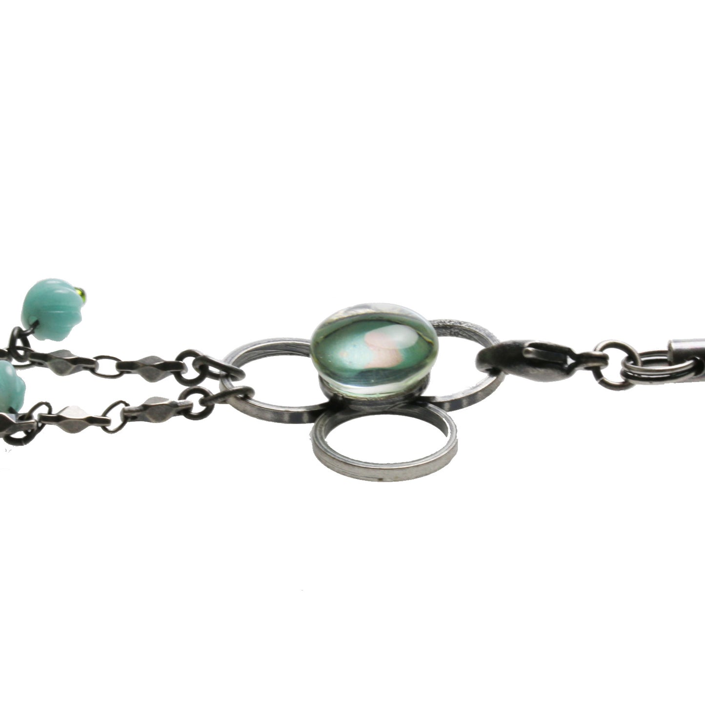 IDホルダー ネックストラップ 水色 バラ アマゾナイト TAMARUSAN