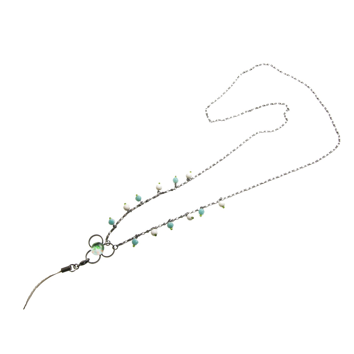 IDホルダー ネックストラップ 水色 バラ アマゾナイト TAMARUSAN